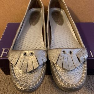 ENZO ANGIOLINI metallic silver loafers